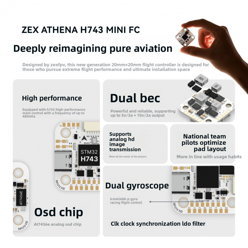 ZEX ATHENA H743 Mini Flight Co - Betaflight Fc recensie en prijs