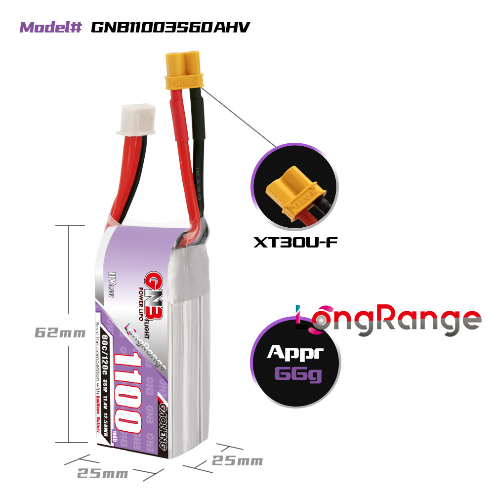 GNB 1100mAh 2S 3S 4S 6S 60C/12 - Lipo Battery 6S recensie en prijs